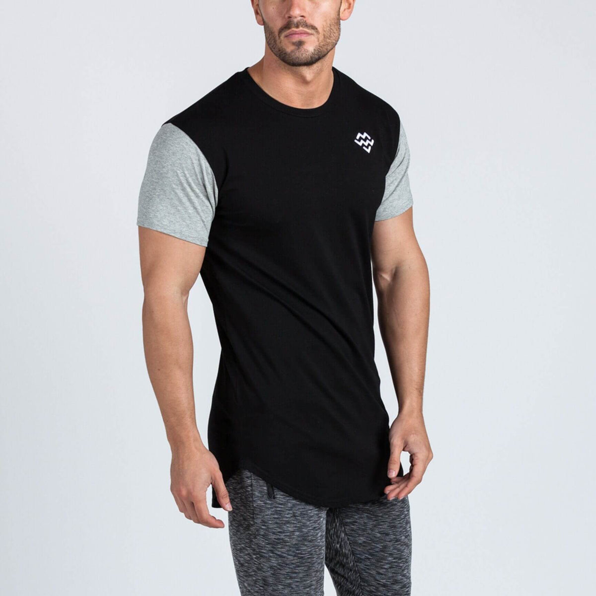 men's long curved hem t shirt