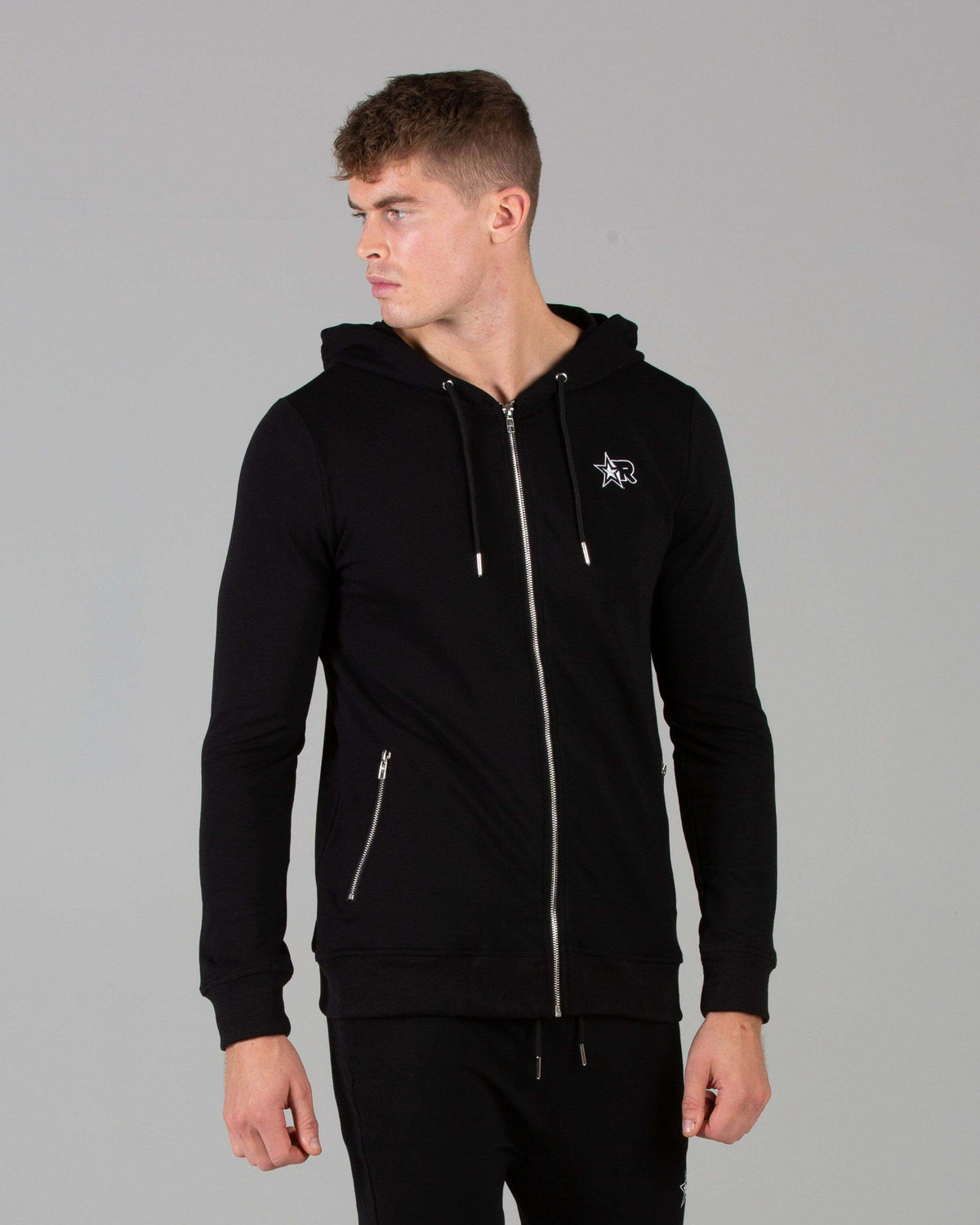 Rated Fitted Zip Up Hoodie (Black) - Machine Fitness