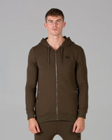 Rated Fitted Zip Up Hoodie (Khaki) - Machine Fitness