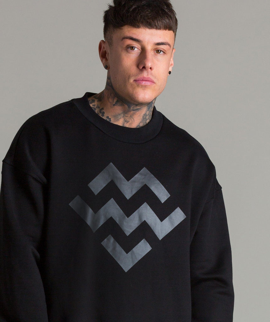 Warm Up Oversized Crew Neck (Black/Black) - Machine Fitness